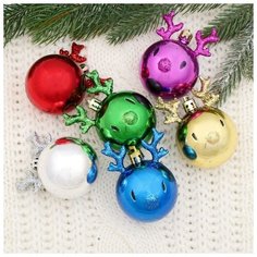 Украшение елочное "Оленёнок - шарик" набор 6 шт диаметр 5,5 см Зимнее волшебство