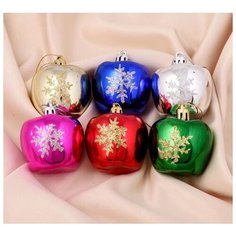 Украшение елочное "Яблочко со снежинкой" набор 6 шт 5 * 4 см Зимнее волшебство