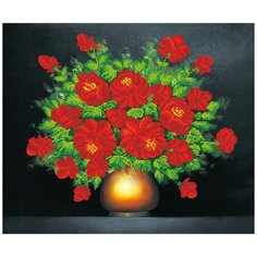 Кристальная мозаика (алмазная вышивка) "фрея" ALV-36 "Букет алых роз" 52 х 62 см