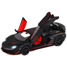 Машинка металлическая ТМ "Автопанорама", 1:32 Lamborghini SVJ, черный матовый, открывающиеся передние двери, свет