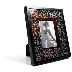 Металлическая фоторамка со стеклом для фото 10х15, shadowbox espresso, цветы GF 1816
