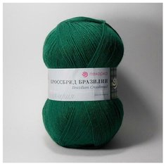 Пряжа Пехорка Кроссбред Бразилии, 50 % мериносовая шерсть, 50 % акрил, 100 г, 500 м, 5 шт., 573 темный изумруд