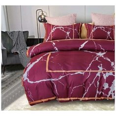 Постельное белье Alanna, Евро, бордовый мрамор