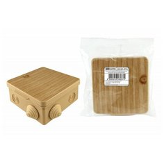 Распаячная коробка ОП 80х80х50мм, крышка, ЭКО (сосна), IP54, 7вх. инд. штрихкод TDM, цена за 1 шт