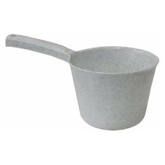 Ковш 1 л, круглый, с длинной ручкой, 12,5х14х26 см, цвет мраморный/белый ротанг, IDEA, М 1215
