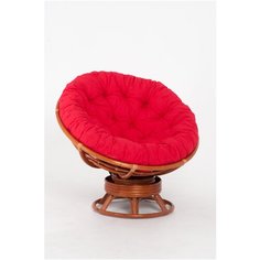 Кресло- качалка Papasan VINOTTI Цвет: коньяк, красная подушка