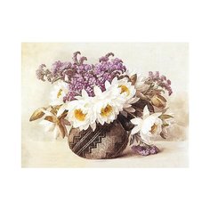 Канва/ткань с рисунком Gamma Цветы в индийой корзине 30 х 36 см