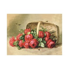 Канва/ткань с рисунком Gamma Розы в корзине 30 х 36 см