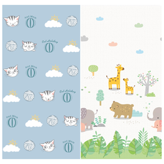 Детский развивающий игровой складной коврик MIKMEL Котики/Зоопарк 150х200х1 см