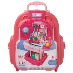 Чемоданчик-ранец Junfa "Кухня юного шеф-повара" розовая