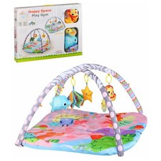 Детский развивающий коврик "Животные", квадратной формы, с мягкими дугами и 5 подвесками, подвески- погремушки, шуршащие игрушки для малышей, игрушки развивающие, коврик для ползания детский, коврик для детей, игровой коврик детский, коврик для малыше Компания Друзей