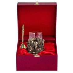 Подстаканник "Охота. Трофеи" с чайной ложкой в деревянном футляре (ПДКО-337ДФ) Арт студия Классик