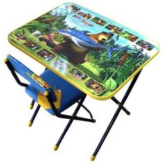 Комплект Nika стол + стул Ловись рыбка: Маша и медведь (КП/5) 60x45 см синий/желтый