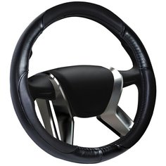Оплетка на руль "M" (d=38см) нат. кожа /черный/ Azard