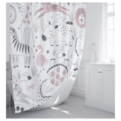 Штора для ванны Fixsen Africa без колец 180x200 см полиэстер цвет белый