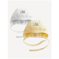 Чепчик Наша мама размер 42-44(74), белый/желтый
