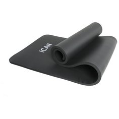 Коврик для фитнеса и йоги ICAN IYM-201, NBR, 183x60x1,5 см, черный