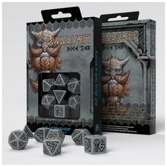 Набор кубиков для настольных ролевых игр (Dungeons and Dragons, DnD, D&D, Pathfinder) - Dwarven Gray & black Dice Set Q Workshop