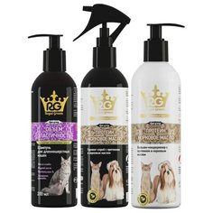 Набор для мейн-куна, персидская, ангора - длинношерстных кошек (шампунь, бальзам-кондиционер, груминг-спрей) Apicenna