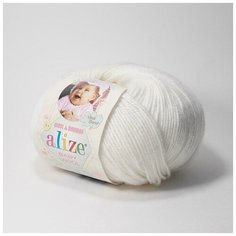 Пряжа Alize Baby Wool (Беби Вул) 55 белый 40% шерсть, 20% бамбук, 40% акрил 50г 175м 5шт