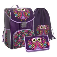 Ранец школьный Erich Krause ErgoLine "Flower Owl" с наполнением 46251set
