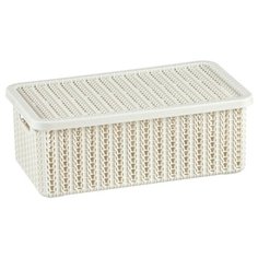 Коробка с крышкой пластик 3 литра размер: 9,5х15х27см цвет: Белый ротанг Idea (М Пластика)