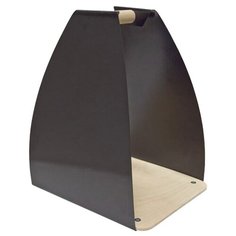 Дровница с деревянной ручкой 0,485х0,40х0,305м черный (сталь) Esse