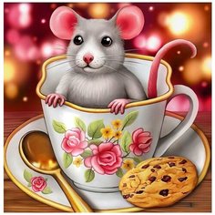 Картины по номерам Molly арт.KH1018 Мышка в чашке 20х20 см