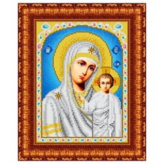 Набор для вышивания бисером каролинка арт. КБИН-4023/3(ч) Икона Б.М. Казанская 18,5х24,5 см