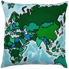 Подушка полукрестом чарiвниця арт. V321 Карта (Евразия) 40х40 см Brvsk