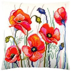 Подушка полукрестом чарiвниця арт. V241 Маковое поле 40х40 см Brvsk