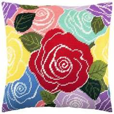 Подушка полукрестом чарiвниця арт. V262 Розы 40х40 см Brvsk