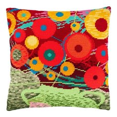 Подушка полукрестом чарiвниця арт. V164 Ваза с цветами 40х40 см Brvsk