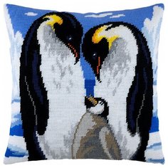 Подушка полукрестом чарiвниця арт. V14 Влюбленные пингвины 40х40 см Brvsk