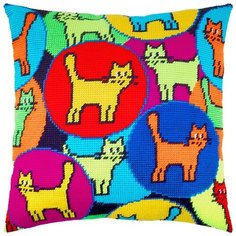 Подушка полукрестом чарiвниця арт. V245 Калейдоскоп котов 40х40 см Brvsk