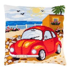 Подушка полукрестом чарiвниця арт. V168 Авто на берегу 40х40 см Brvsk