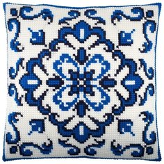 Подушка крестом чарiвниця арт. Z74 Синий орнамент 40х40 см Brvsk