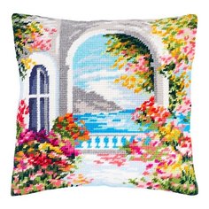 Подушка полукрестом чарiвниця арт. V166 Средиземное море 40х40 см Brvsk