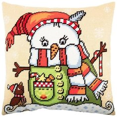 Подушка полукрестом чарiвниця арт. V268 Снеговик 40х40 см Brvsk