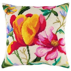 Подушка полукрестом чарiвниця арт. V118 Тюльпан акварелью 40х40 см Brvsk