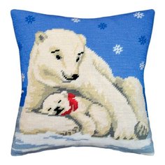 Подушка полукрестом чарiвниця арт. V06 Белые медведи 40х40 см Brvsk