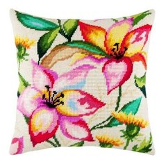 Подушка полукрестом чарiвниця арт. V120 Лилии акварелью 40х40 см Brvsk