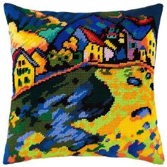 Подушка полукрестом чарiвниця арт. V184 Дома на холме 40х40 см Brvsk