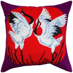 Подушка полукрестом чарiвниця арт. V337 Журавли 40х40 см Brvsk