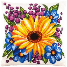 Подушка полукрестом чарiвниця арт. V277 Подсолнух и цветы 40х40 см Brvsk