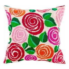 Подушка полукрестом чарiвниця арт. V81 Декоративные розы 40х40 см Brvsk