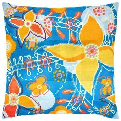 Подушка полукрестом чарiвниця арт. V207 Синее поле 40х40 см Brvsk