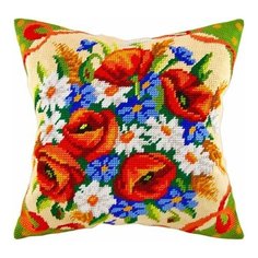 Подушка полукрестом чарiвниця арт. V71 Полевой букет 40х40 см Brvsk