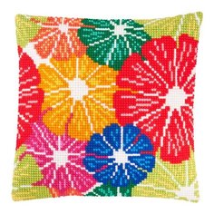 Подушка крестом чарiвниця арт. Z57 Радужные цветы 40х40 см Brvsk