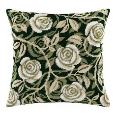 Подушка полукрестом чарiвниця арт. V89 Завитки роз 40х40 см Brvsk